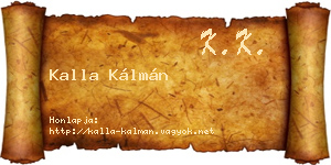 Kalla Kálmán névjegykártya